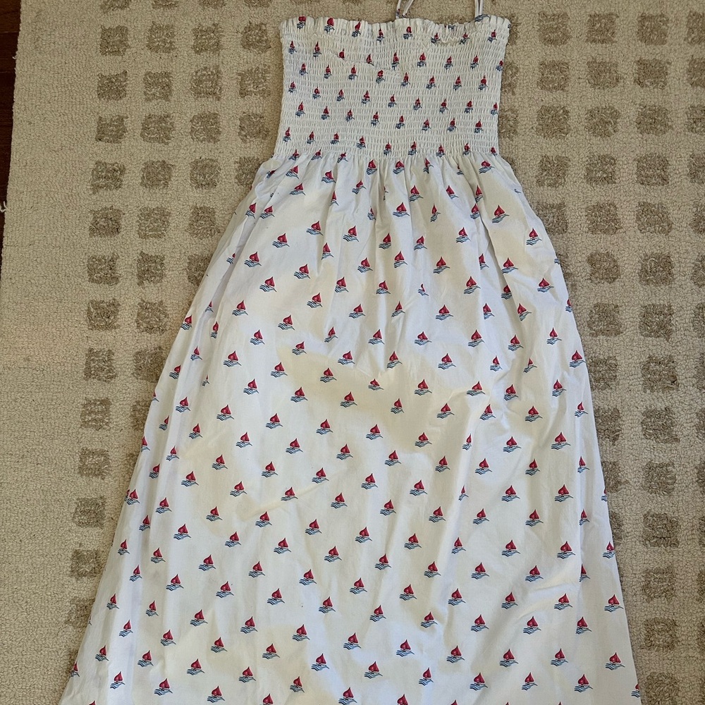 Hill House White Skirt with Red and Blue Pattern